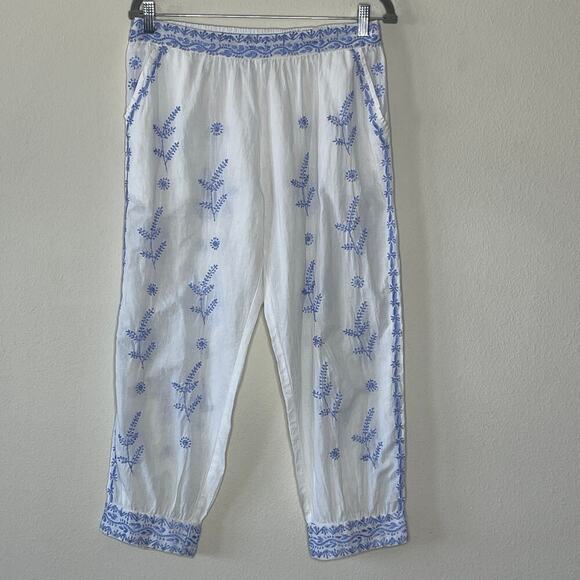 GRETCHEN SCOTT DYNASTY EMBROIDERED WHITE CROPPED PANTS SIZE S - Picture 1 of 8